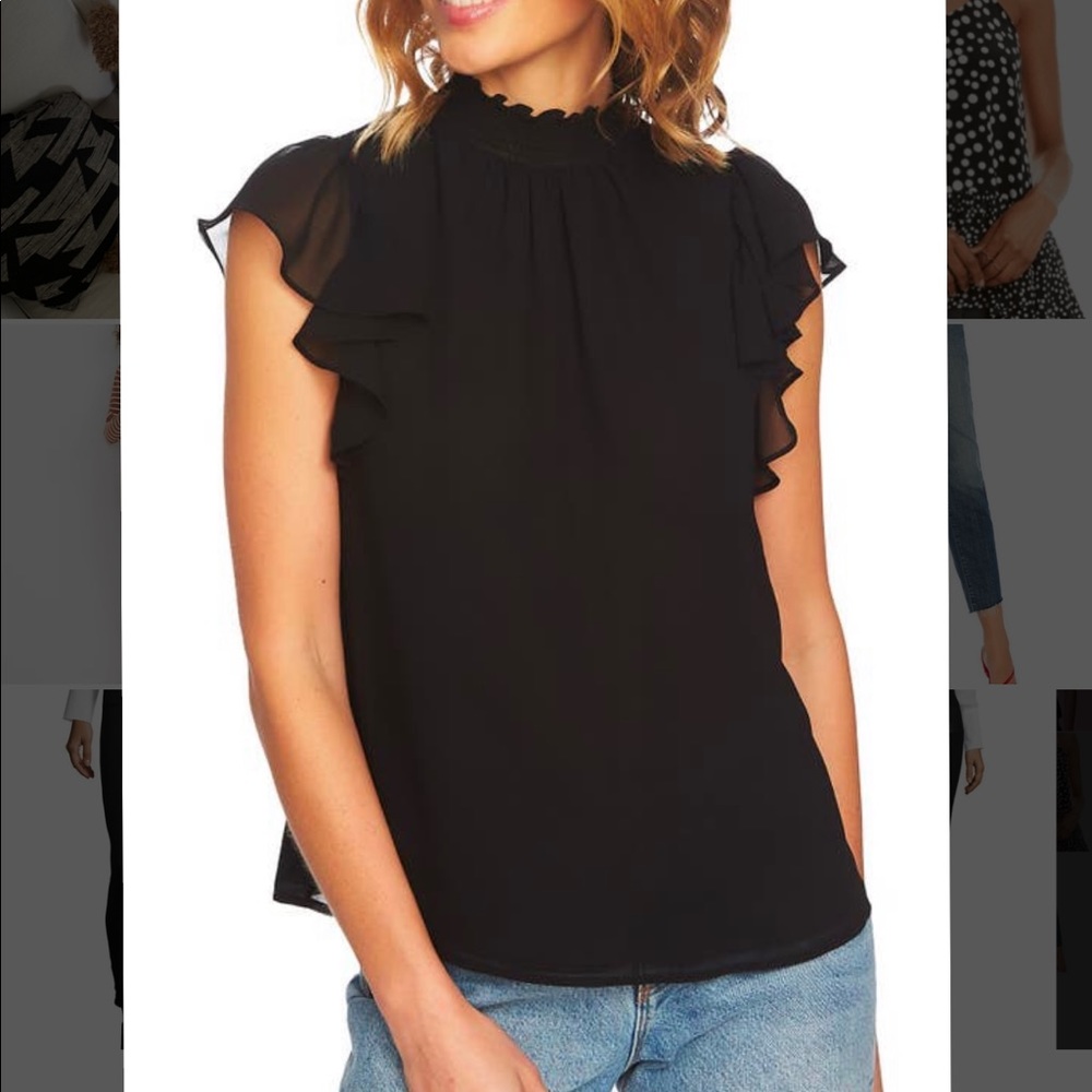 1.STATE Smocked Flutter-Sleeve Top Sz. M